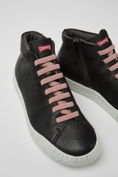 Kadın Kampçı Için Tasarım Peu Touring Siyah Deri Spor Ayakkabı