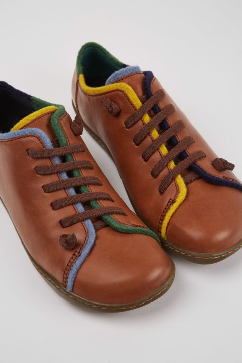 Kadınlar Için Camper Design Ikizler Kahverengi Ve Mavi Deri Ayakkabı