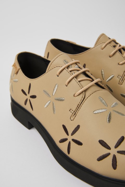 Kadınlar Için özel Camper Twins Bej Deri Ayakkabı