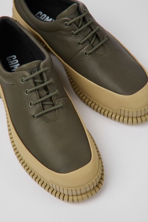 Kadınlar Için özel Camper Pix Yeşil Ve Bej Deri Ayakkabı