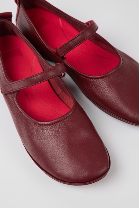 Kadınlar Için özel Kampçı Sağ Bordo Deri Balerin Ayakkabı