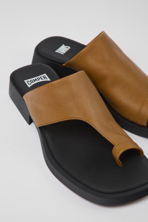 Kadın Deri Karavan Için Tasarım Ikizler Kahverengi Sandaletler