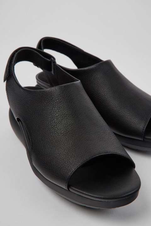 Karavan Balon Siyah Deri Sandaletler Kadınlar Için Yeni Gelenler