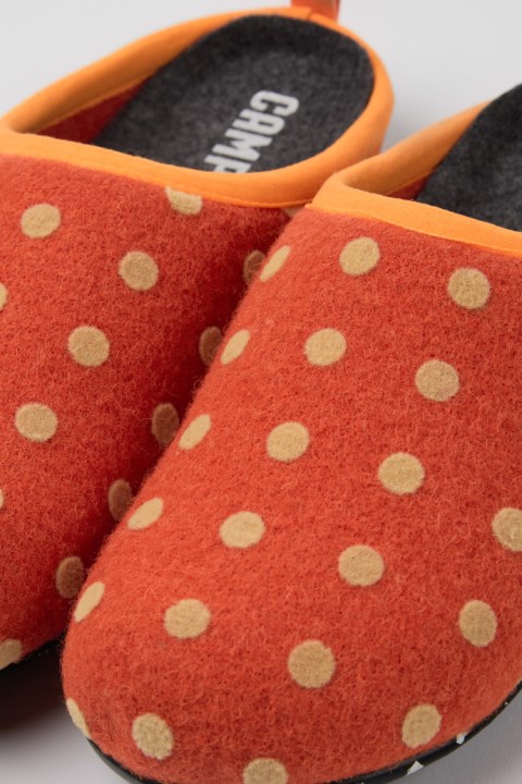 Design Wabi Turuncu Ve Kahverengi Yün Kadın Terliği Karavan