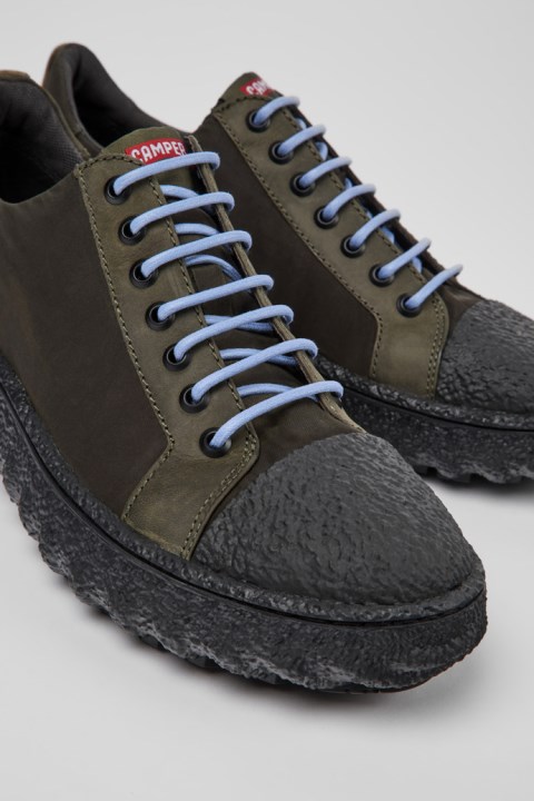 Erkeklere özel Karavan Için Zemin Yeşili Tekstil Ve Nubuk Ayakkabı