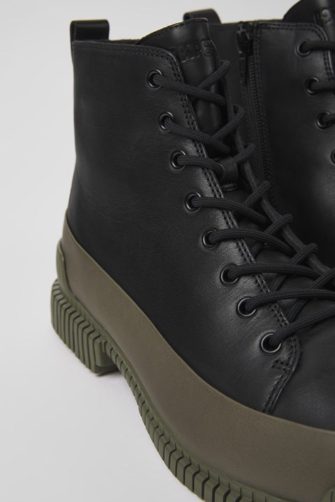 Karavan Tasarımı Pix Siyah Ve Yeşil Deri Yarım çizmeler Erkekler Için