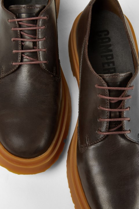 Camper Design Walden Koyu Kahverengi Deri Bağcıklı Ayakkabı
