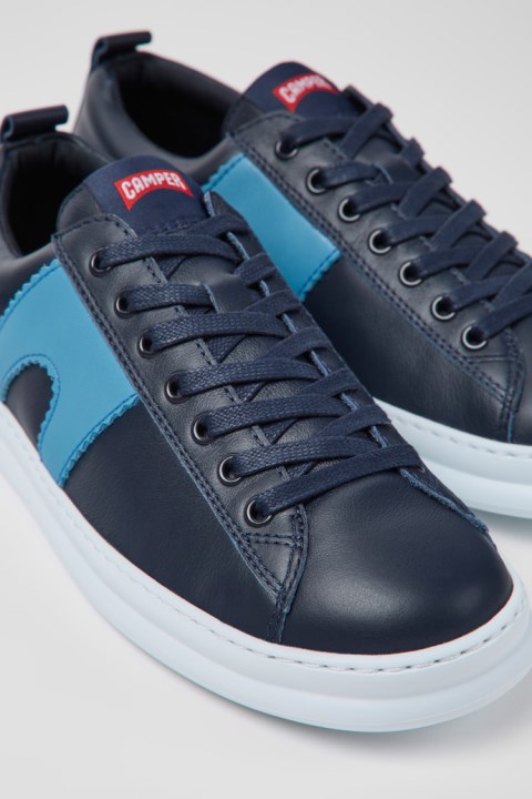 Erkekler Için Koşucu Mavi Deri Spor Ayakkabı Kampçı Yeni Gelenler