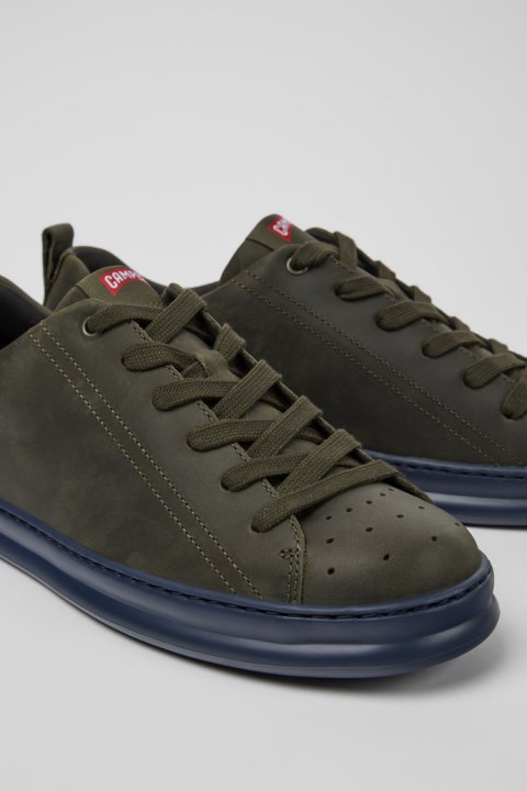 Erkekler Için Koşucu Yeşil Deri Spor Ayakkabı Kampçı Yeni Gelenler