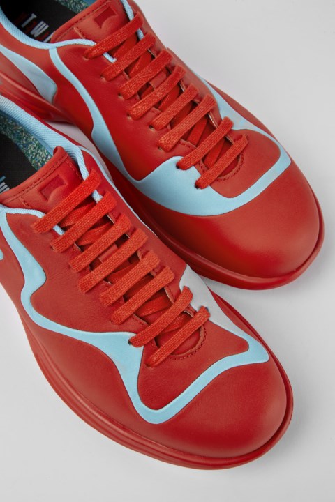 Ikizler Kırmızı Ve Turkuaz Deri Bağcıklı Spor Ayakkabı özel Karavan