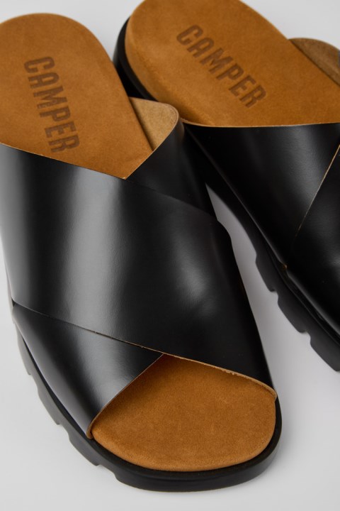 Brutus Sandalet Siyah Deri Sandalet Erkekler Için Kampçı Yeni Gelenler